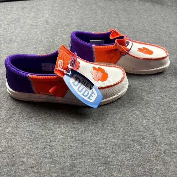 Hey Dude Wally Tri Clemson Orange Purple Men's Size 8 Casual Slip On Loafers NEW - Picture 16 of 16